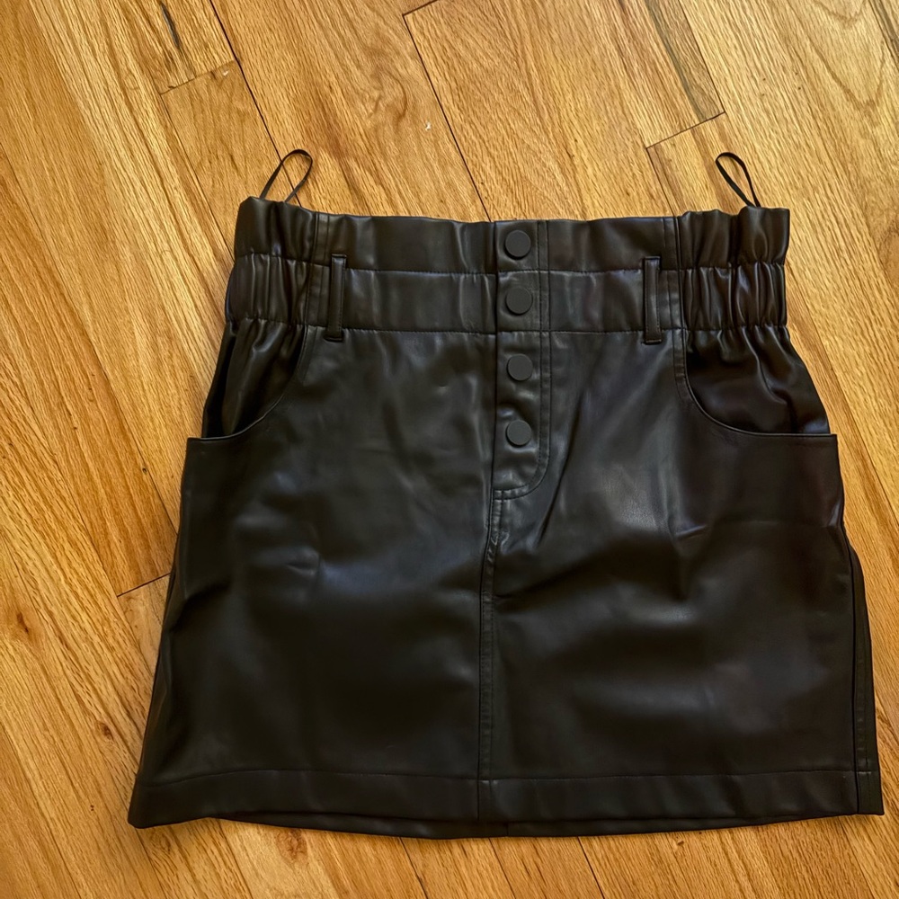 Zara Black Faux Leather Mini Skirt